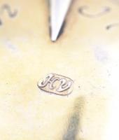 1762 Antik ezüst (Ag.) flamand díszkanál, bár micvó (konfirmáció) emlékére, aranyozott, mesterjeggye...