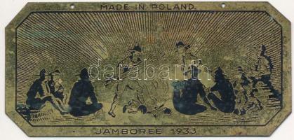 1933 Made in Poland - Jamboree 1933. Lengyel cserkész táblácska / 1933 Polish boy scout metal plate. 8,5x4,5 cm