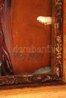 Kalló Béla: Téli táj templommal. Olaj, farost, jelzett, keretben, 36×60 cm