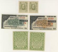 Oroszország 1915-1924. 2 klf bankjegy (2x) + Irkutsk 1924. 4,50R (2x) T:I
