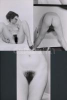 cca 1974 Bozontos kis csalitos, 7 db finoman erotikus fénykép, korabeli negatívokról készült modern ...