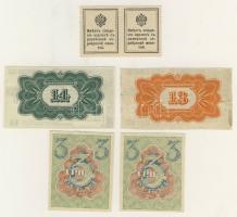 Oroszország 1915-1924. 2 klf bankjegy (2x) + Irkutsk 1924. 4,50R (2x) T:I