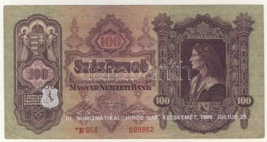 1930. 100P "*"-gal "III.Numizmatikai Hírös nap..1989" fny-sal T:II