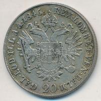 1846E 20kr Ag "V. Ferdinánd" T:2,2- patina