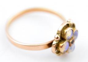14K arany gyűrű opál köves díszítéssel, régi dobozzal / 14C gold ring with opal ornament 2,1g