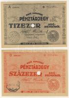 1946. Teljes pénztárjegy sor 10.000AP,100.000AP,1000.000AP,10.000.000AP benne látványos lemezhibák, részleges betűkimaradások, stb. T:I RR!!