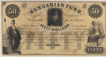 1852. Emigrációs "Kossuth bankó" New York 50$ Kossuth Lajos eredeti aláírásával T:II kis foltokkal, papírhibával RR!!