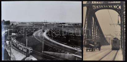 cca 1930 és 1973 Budapest, a 4-es és a 61-es villamos, a 13x18 cm-es kép korabeli negatívról készült modern nagyítás, a 18x24 cm-es fotó eredeti vintage kópia