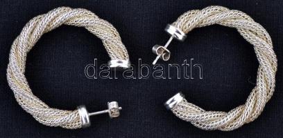 Ezüst fonott fülbevaló, Ag., nettó:8,9gr., jelzett, d:3,5cm/ Braided silver earrings, Ag, net.. 8,9gr, marked, d: 3,5cm