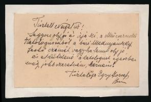 Egry József festőművész (1883-1951) saját kézzel írt sorai Nágel József műkereskedőnek, melyben Medn...