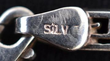 Ezüst köves "geometrikus" karlánc, Ag., bruttó:9,4gr., jelzett, 19cm/ Silver bracelet with...