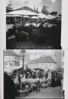 cca 1925 Budapest, Heti piac a Vámház téren és a Duna-parton, 5 db korabeli üveglemez modern nagyítása, 13x18 cm
