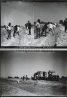 cca 1933 Lakihegyi rádió adótoronyhoz vezető földkábelt fekteti a Magyar Posta, Kerny István (1879-1963) hagyatékában levő 13 db üveglemez negatív modern nagyítása, 13x18 cm