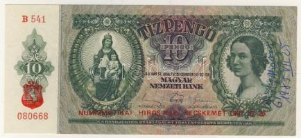 1936. 10P "Numizmatikai Hírös Kecskemét" fny-sal + a bankjegyen szereplő hölgy dátumos aláírásával T:I