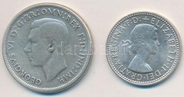 Ausztrália 1946. 1Fl Ag "VI. György" + 1962. 1Sh Ag  T:3,2 Australia 1946. 1 Florin Ag "George VI" + 1962. 1 Shilling Ag C:F,XF