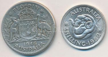 Ausztrália 1946. 1Fl Ag "VI. György" + 1962. 1Sh Ag  T:3,2 Australia 1946. 1 Florin Ag &qu...