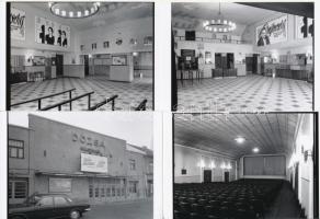 1973 Budapest, DÓZSA mozi kívül-belül, 4 db korabeli negatívról készült modern nagyítás 10x15 cm-es fotópapírra