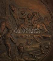 cca 1900 öntött vas dísztál,  vadász életképpel, jelzés nélkül, jó állapotban / Cast iron wall-plate...