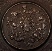 cca 1900 öntött vas dísztál,  hónapok allegorikus ábrázolásával  (július-december), jelzés nélkül, j...