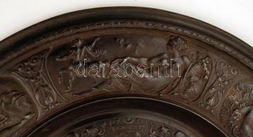 cca 1900 öntött vas dísztál,  hónapok allegorikus ábrázolásával  (július-december), jelzés nélkül, j...