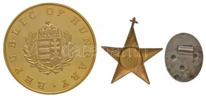 Vegyes: 1949. "A Magyar Népköztársasági Érdemérem arany fokozata" zománcozott aranyozott b...