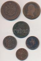 Vegyes: 1800-1891. 6db klf magyar és osztrák Cu krajcár, közte 1858B 5/10kr Cu T:2-,3