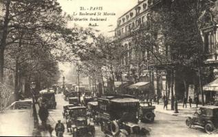 Paris, Le Boulevard St. Martin / automobile, truck, high traffic