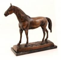 Jelzés nélkül: Ló. Bronz, sérült márvány talapzaton / Without sign bronze horse statue. h:41 cm, m:3...