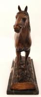 Jelzés nélkül: Ló. Bronz, sérült márvány talapzaton / Without sign bronze horse statue. h:41 cm, m:3...