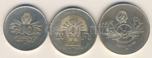 1956. "10 éves a Ft" 10Ft Ag T:2 + 20Ft Ag T:2 + 25Ft Ag T:2 pici ph