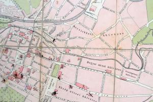 1894 Kolozsvár Sz. kir. város tervrajza, J. Mach, Stein János könyvkereskedése. Bannwarth könyvnyomd...