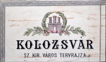 1894 Kolozsvár Sz. kir. város tervrajza, J. Mach, Stein János könyvkereskedése. Bannwarth könyvnyomd...