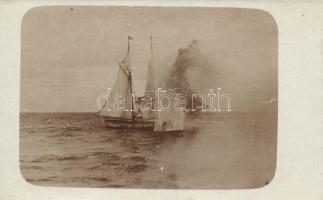 7 db Osztrák-magyar haditengerészeti fotó képeslap / 7 photo postcards of K.u.K Kriegsmarine battles...