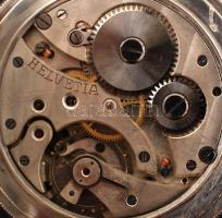 Helvetia ezüst (Ag.) másodpercmutatós zsebóra, működik, jelzett, bruttó:51 g, ezüst (Ag.) monogramos...