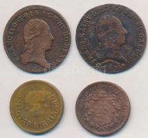Vegyes: 1800E 1kr Cu + 1812S 1kr Cu + 1868KB 1kr Cu "Angyalos címer"  + 1933. 2f Br T:2-,3
