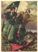 1942 P. N. F. Dopolavoro Forze Armate O. N. D. / Italian fascistic military propaganda s: Gino Boccasile (gluemark)