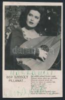 1946 Karády Katalin (1910-1990) színésznő, énekes aláírása fotólapon, Filmbolt fotólap, 14x9 cm