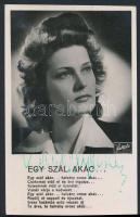 1944 Karády Katalin (1910-1990) színésznő, énekes aláírása fotólapon, Filmbolt fotólap, 14x9 cm