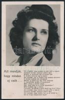 1944 Karády Katalin (1910-1990) színésznő, énekes aláírása fotólapon, Filmbolt fotólap, 14x9 cm