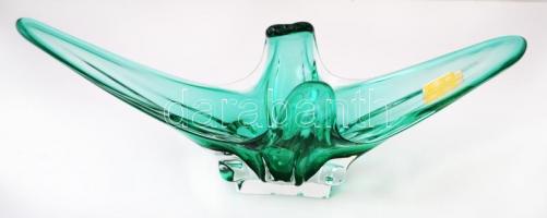 Muránói  dísztál, jelzett (Chambord Flli Toso), anyagában színezett, hibátlan, m:17 cm, h:48 cm