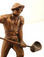 Jelzés nélkül: Öntödei munkás, bronz, m: 18 cm