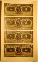 Mexikó/Guerrero 1914. 5P "000-ás Specimen" 5-ös ív korhű egyoldalú utánnyomat T:I