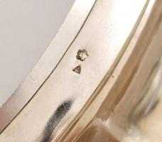 Ezüst art deco tortatál üveg betéttel, golyólábakon áll, Ag., nettó:462gr., jelzett, mesterjegy, cca...