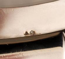 Ezüst art deco tortatál üveg betéttel, golyólábakon áll, Ag., nettó:462gr., jelzett, mesterjegy, cca...