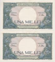 Románia 1943. 1000L (2x) sorszámkövetők T:I,I- Romania 1943. 1000 Lei (2x) sequential serials C:UNC,AU