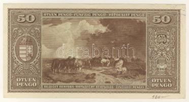 1945. 50P "M.N.B. REVIZIÓNÁL IGAZOLÁSUL FELHASZNÁLVA" háromszögletű lila bélyegzővel T:I