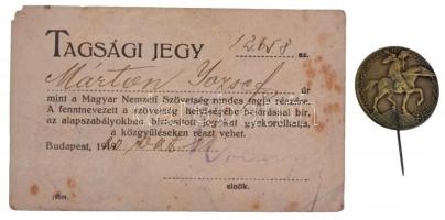 Szamosi Soós Vilmos (1885-1972) 1920. "Magyar Nemzeti Szövetség 1919" Br jelvény tagsági j...