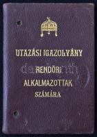 1939 Utazási igazolvány rendőri alkalmazottak számára., fényképpel, bélyegzőkkel