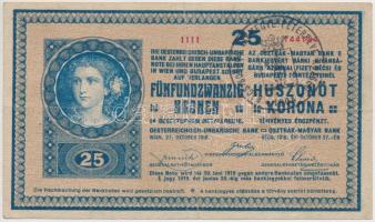 1918. 25K "1111" 2mm, hullámos hátlappal, előlapján "Bács-Bodrog Vármegye Péterréve Község" felülbélyegzéssel T:III