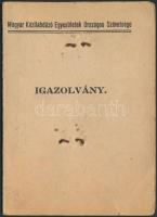 1933 Magyar Kézilabdázó Egyesületek Országos Szövetsége, arcképes igazolvány, 11x8cm